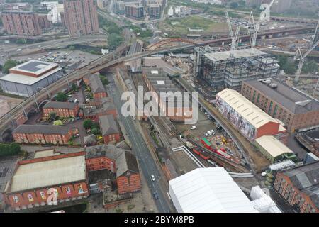 Vue générale sur le centre-ville de Manchester depuis la région de Castlefield. Banque D'Images