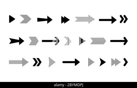 Icônes de flèche ensemble ou bouton dans moderne simple pictogramme est minimal, plat, simple, style moderne pour les applications, le Web, l'app. Isolé sur fond blanc Illustration de Vecteur