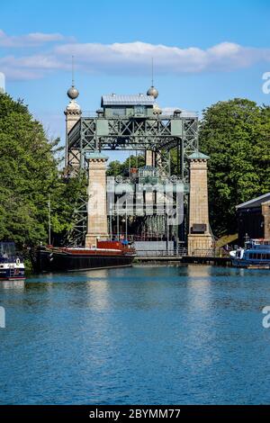 14.05.2020, Waltrop, Rhénanie-du-Nord-Westphalie, Allemagne - LWL-Industriemuseum Schiffshebewerk Henrichenburg, le pont historique de 1899 était en opération Banque D'Images