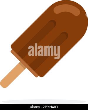 Crème glacée au café dans un glaçage au chocolat plat isolé Illustration de Vecteur