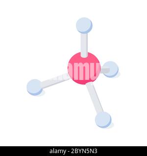 Modèle de molécule isométrique pour l'éducation chimique ou concept de laboratoire. Illustration de Vecteur