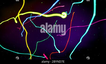 illustration 3d de plusieurs lignes colorées et pliées sur un arrière-plan avec dégradé de couleurs Banque D'Images