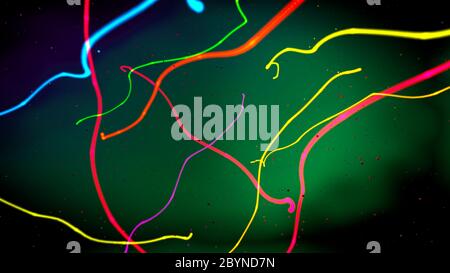illustration 3d de plusieurs lignes colorées et pliées sur un arrière-plan avec dégradé de couleurs Banque D'Images