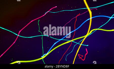 illustration 3d de plusieurs lignes colorées et pliées sur un arrière-plan avec dégradé de couleurs Banque D'Images