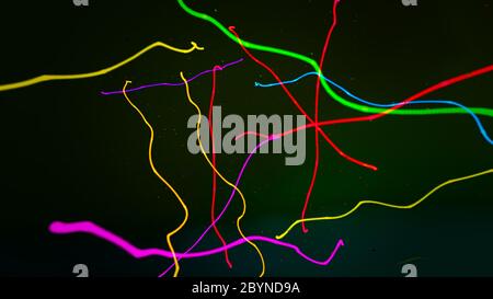 illustration 3d de plusieurs lignes colorées et pliées sur un arrière-plan avec dégradé de couleurs Banque D'Images