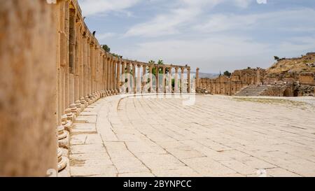 Jerash est le site des ruines de la ville gréco-romaine de Gerasa en dehors d'Amman, la capitale de la Jordanie Banque D'Images
