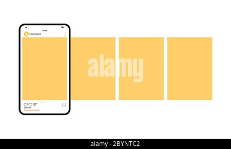 Modèle de page de messagerie de réseau social. Smartphone avec interface de réseau social photo. Maquette de l'application mobile Mobile avec réseau social photo ouvert Illustration de Vecteur