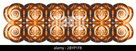 Motif abstrait surréaliste en forme de coquille d'escargot de couleur beige. Répétition de coque géométrique Banque D'Images