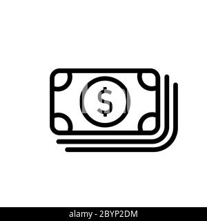 Logo d'icône de billet de banque, d'argent ou de dollar plat sur fond blanc isolé. Vecteur EPS 10. Illustration de Vecteur