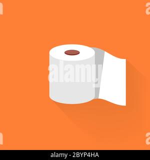 Rouleau de papier de soie de style plat. Papier toilette icône plate sur fond blanc isolé. Vecteur EPS 10. Illustration de Vecteur