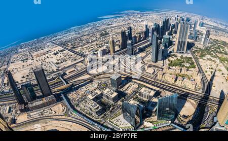 Centre-ville de Dubaï. Est, architecture des Émirats arabes Unis. Vue aérienne Banque D'Images