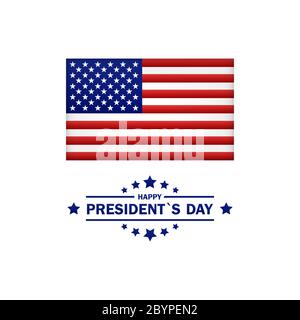 Carte d'accueil de la Journée des heureux présidents avec drapeau national sur fond blanc isolé. EPS 10 vecteur, illustration. Illustration de Vecteur