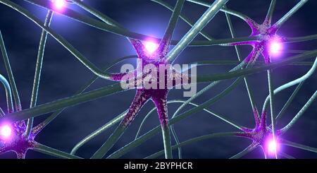 3d illustration de la transmission,synapse cellule nerveuse ou neurone Banque D'Images