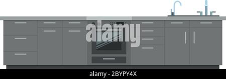 Mobilier de cuisine Vector plat isolé Illustration de Vecteur