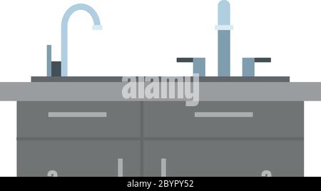 Placard de cuisine avec évier de bols Vector plat isolé Illustration de Vecteur