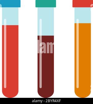 Sang dans des tubes de laboratoire en verre vecteur icône plat isolé Illustration de Vecteur