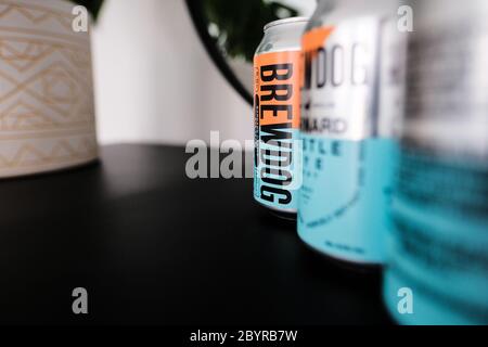 Bières topiques créées par Brewdog - Barnard Castle Eye Test, Hazy Durham IPA Banque D'Images