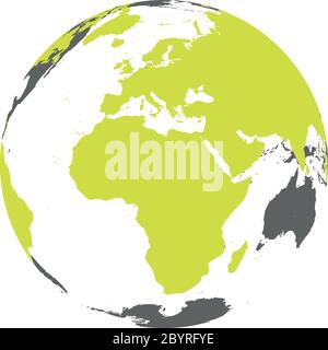 Globe terrestre avec carte verte du monde. Axé sur l'Afrique et l'Europe. Illustration vectorielle plate. Illustration de Vecteur