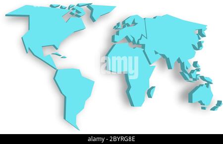 Carte 3D bleue du monde avec ombre portée sur l'arrière-plan. Papier peint à thème international. Illustration vectorielle EPS10 tridimensionnelle rendue. Illustration de Vecteur