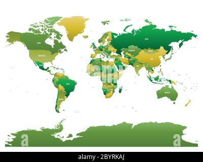 Carte politique vectorielle du monde en vert Illustration de Vecteur