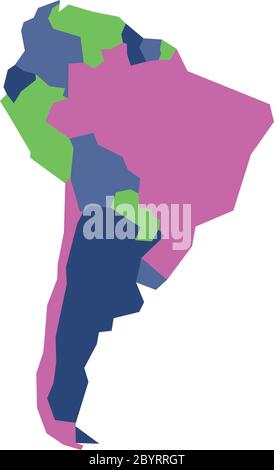 Carte politique infographique très simplifiée de l'Amérique du Sud. Illustration de vecteur géométrique simple. Illustration de Vecteur