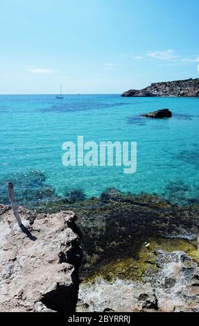 En Ibiza Cala Tarida Beach à San Jose à Iles Baléares Banque D'Images