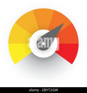 Échelle radiale de jaune à rouge avec pointeur à main à flèche ...