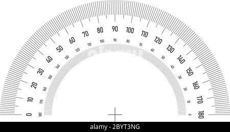 Grille de protractor pour mesurer l'angle ou l'inclinaison. Double face, échelle de 180 degrés. Illustration vectorielle simple. Illustration de Vecteur