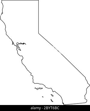 Californie, État des États-Unis - carte de la zone du pays en noir Uni. Illustration simple à vecteur plat. Illustration de Vecteur