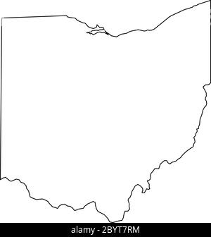 Ohio, État des États-Unis - carte de la région du pays en noir Uni. Illustration simple à vecteur plat. Illustration de Vecteur