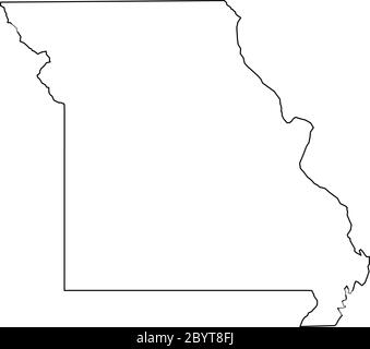 Missouri, État des États-Unis - carte de la région du pays en noir Uni. Illustration simple à vecteur plat. Illustration de Vecteur