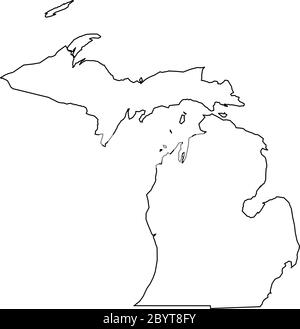 Michigan, État des États-Unis - carte de contour noir pleine de la région du pays. Illustration simple à vecteur plat. Illustration de Vecteur