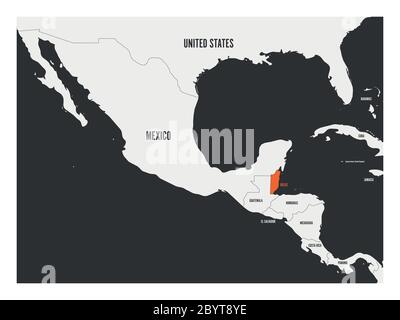 Belize marqué orange sur la carte politique de l'Amérique centrale. Illustration simple à vecteur plat. Illustration de Vecteur