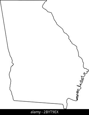 Géorgie, État des États-Unis - carte de la région du pays en noir Uni. Illustration simple à vecteur plat. Illustration de Vecteur