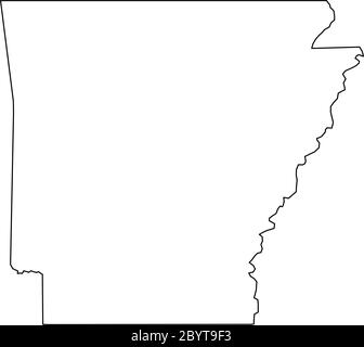 Arkansas, État des États-Unis - carte du pays en noir Uni. Illustration simple à vecteur plat. Illustration de Vecteur