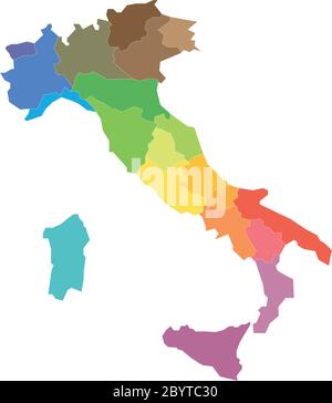 Régions d'Italie. Carte des divisions administratives régionales des pays. Illustration vectorielle colorée. Illustration de Vecteur