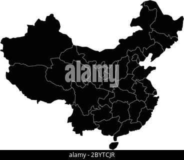 Provinces administratives de la Chine. Illustration vectorielle noire. Illustration de Vecteur