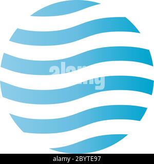 Modèle de logo ondulé. Thème bleu. Ondes bleues abstraites dans le cercle. Illustration vectorielle. Illustration de Vecteur