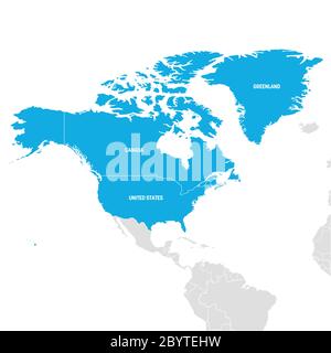 Région Amérique du Nord. Carte des pays d'Amérique du Nord. Illustration vectorielle. Illustration de Vecteur