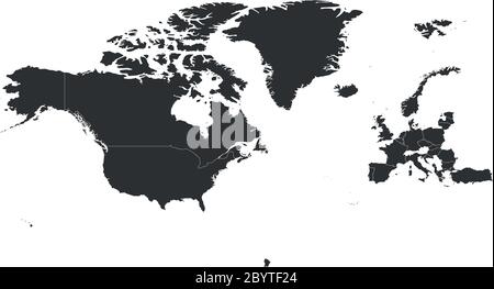 Organisation du Traité de l'Atlantique Nord, OTAN, carte des pays membres. 29 Etats membres depuis juin 2017. Illustration de Vecteur