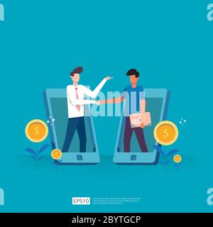 Accords de partenariat d'affaires et accord pour réussir dans le travail d'équipe et la conception de concept de profit. Investissement d'homme d'affaires sur la mise en route de la technologie Illustration de Vecteur