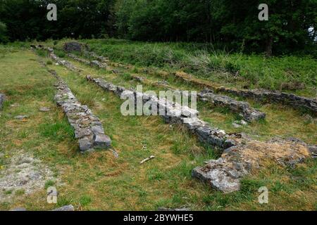 Velvet Bottom, Charterhouse, Somerset, Royaume-Uni, montrant des scories de plomb et des fours à l'abandon des travaux de plomb victoriens, qui ont retransformé le fonctionnement romain. Banque D'Images