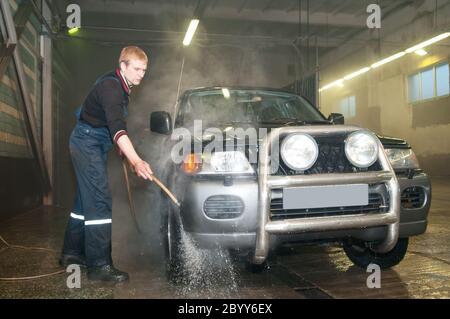 lavage manuel de la voiture Banque D'Images