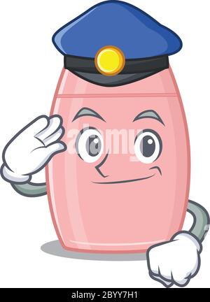 Dessin de dessin animé de l'officier de police de la crème de bébé portant un chapeau bleu Illustration de Vecteur