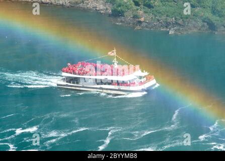 Chutes Niagara, Canada - le 27 juillet 2019 : chutes Niagara et arc-en-ciel en été, par une journée ensoleillée, vue du côté canadien. Niagara Falls, Ontario, Cana Banque D'Images