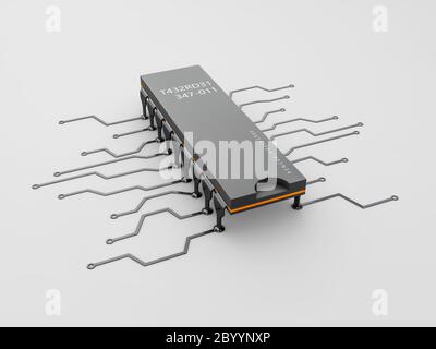 3d illustration d'ordinateur isolé microchip fond blanc Banque D'Images