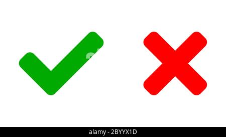 Oui et non ou droite et mauvaise ou icônes approuvées et refusées avec coche verte et X rouge. Image vectorielle. Illustration de Vecteur
