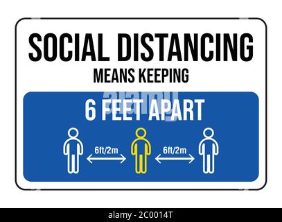 Avis s'il vous plaît garder à l'écart et pratiquer la distanciation sociale pour arrêter la propagation du coronavirus covid-19 Illustration de Vecteur