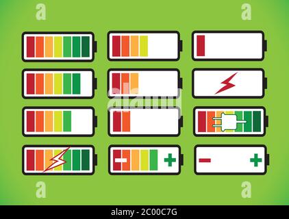 Définir des indicateurs de niveau de charge de batterie Banque D'Images