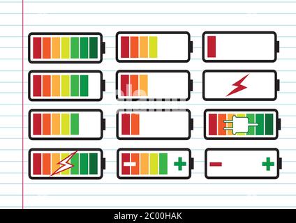 Définir des indicateurs de niveau de charge de batterie Banque D'Images